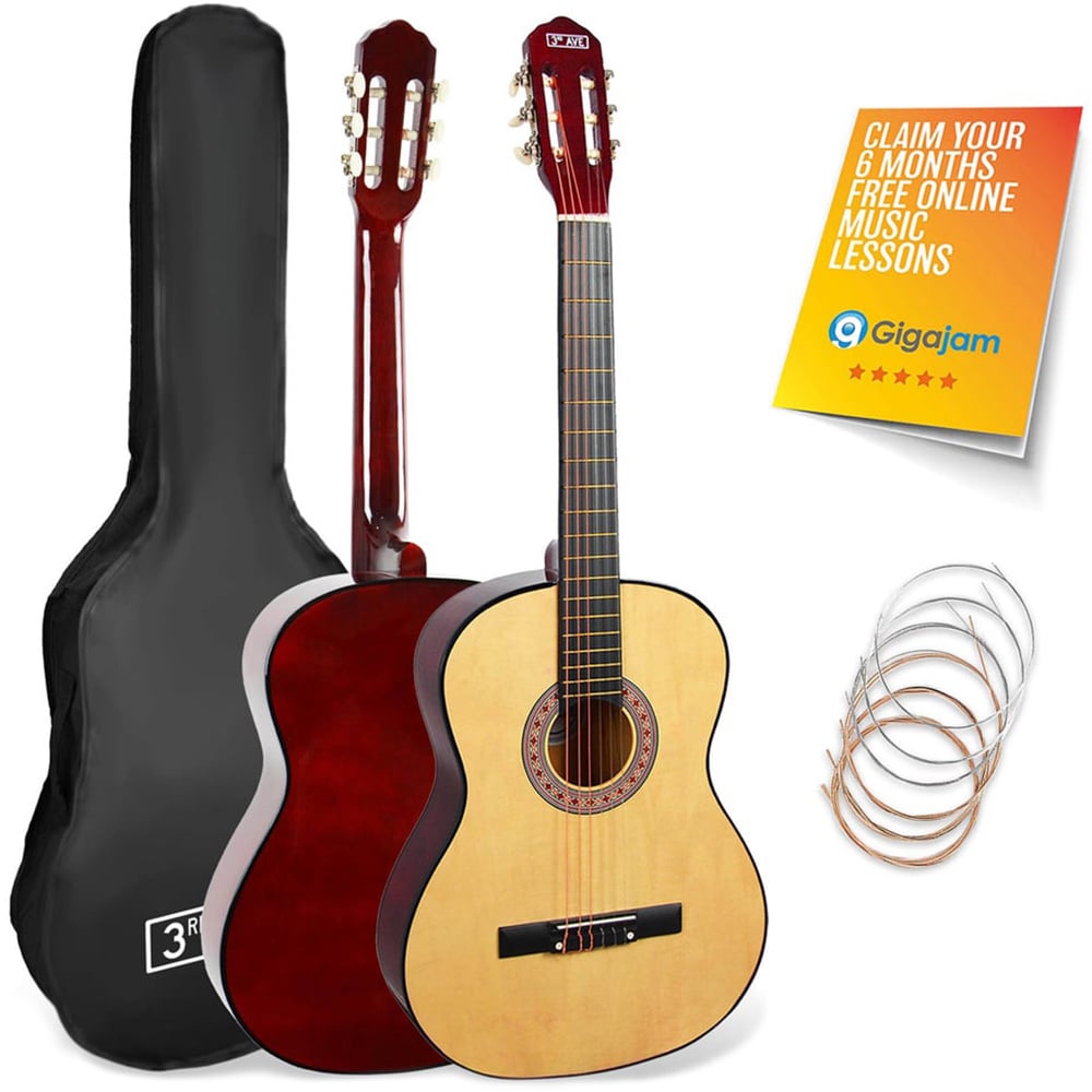 3rd Avenue Natural Full Size Classical Guitar Set Image 1