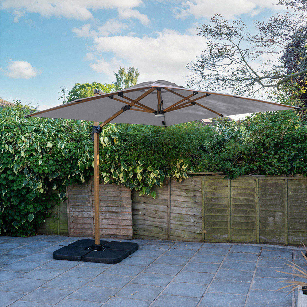 Grey LED Light Roma Umbrella Parasol 2.5m Image 2