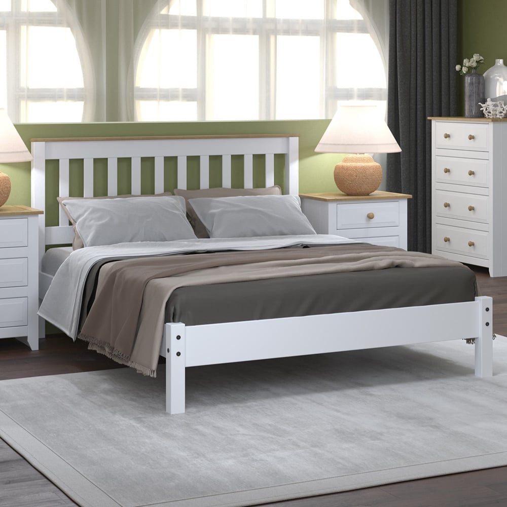 Core Products Capri Double White Slatted Low End Bed Frame Image 1