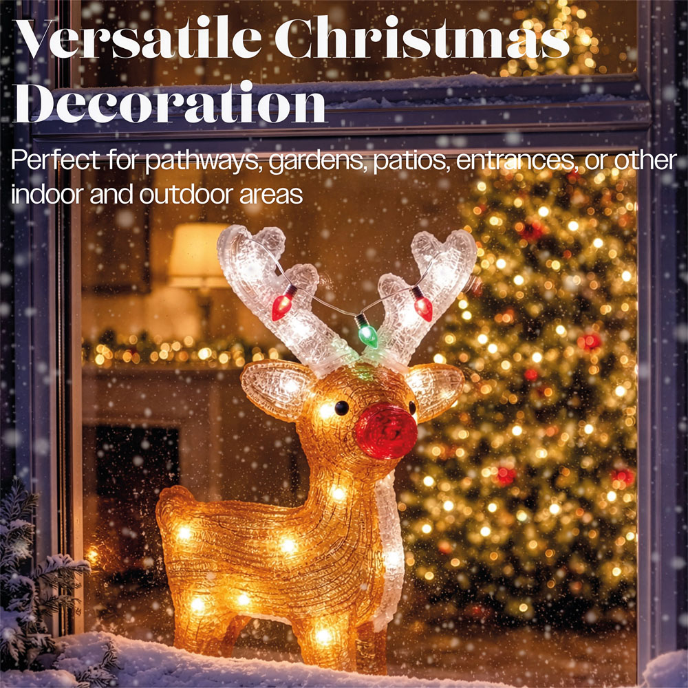 Xmas Haus 21 White LED Acrylic Deer Christmas Decoration 40cm Image 6