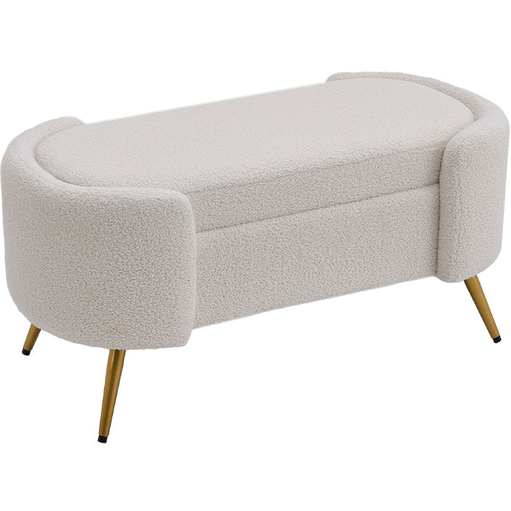 Living and Home White Modern Upholstered Accent Bench Image 2