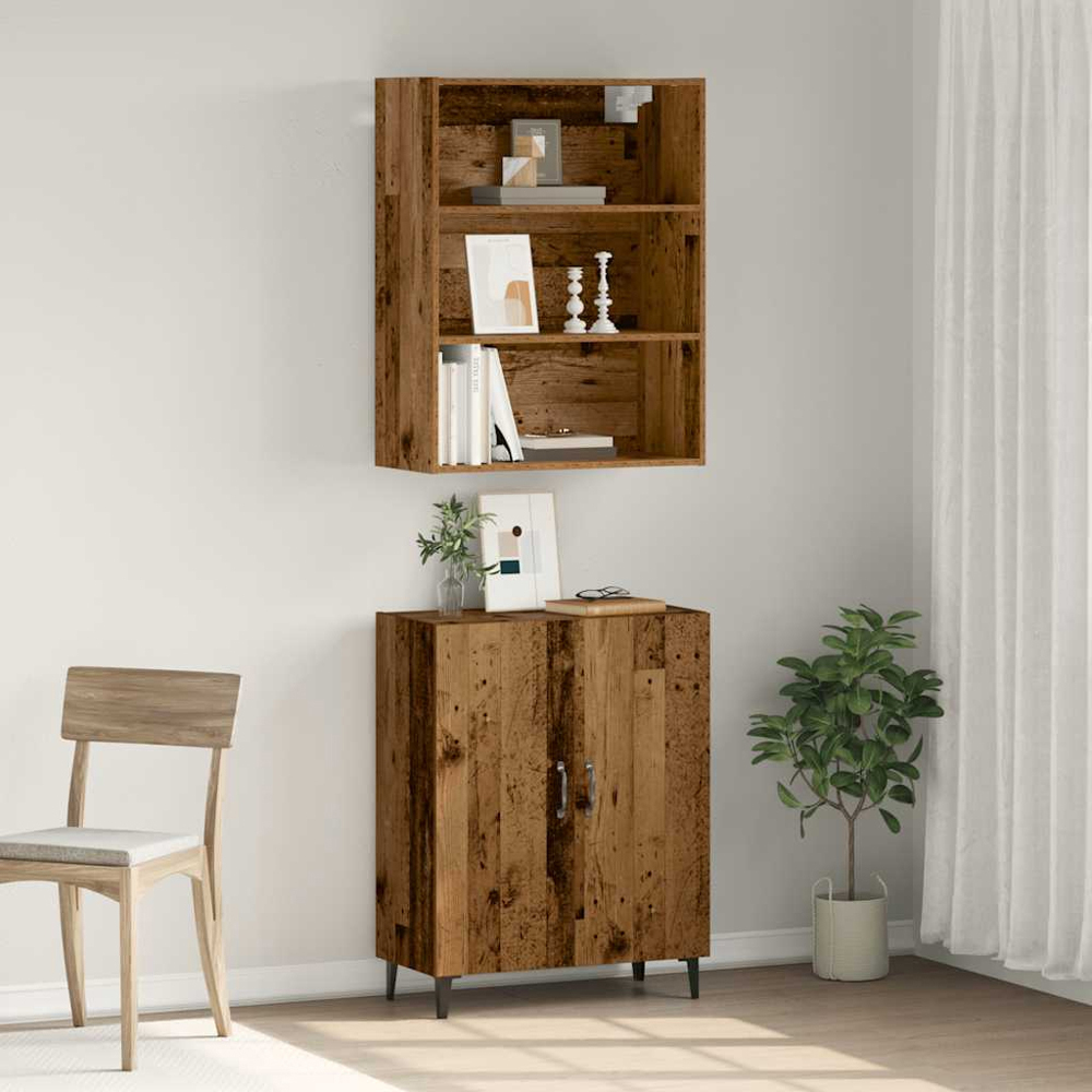 vidaXL 2 Door Old Wood Sideboard with Wall Cabinet Image 3