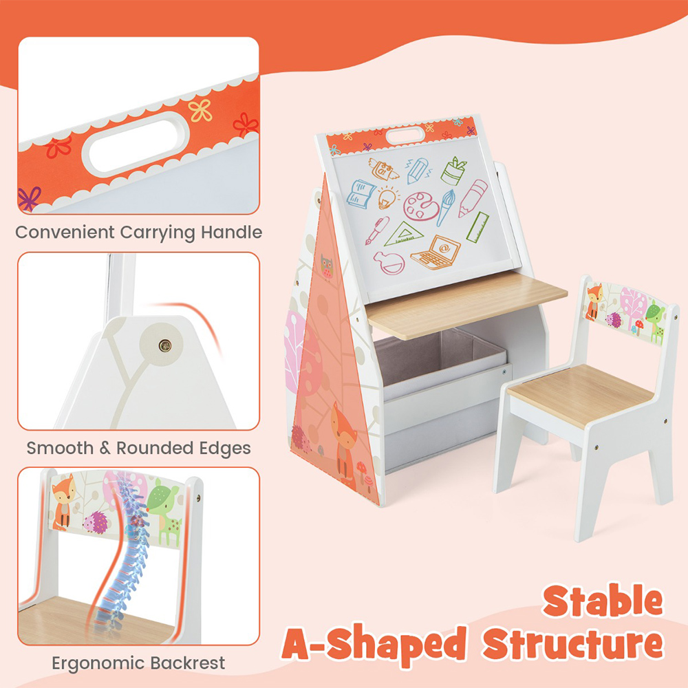 Costway White Double Sided Kids Art Easel and Play Station Image 7