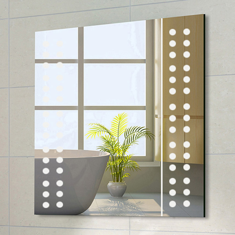 Living and Home White Dotted LED Light Mirror Bathroom Cabinet Image 1