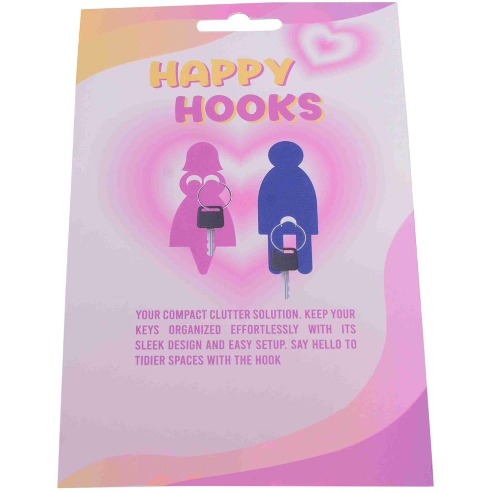 Set of 2 Happy Hooks - Blue or Pink Image 3