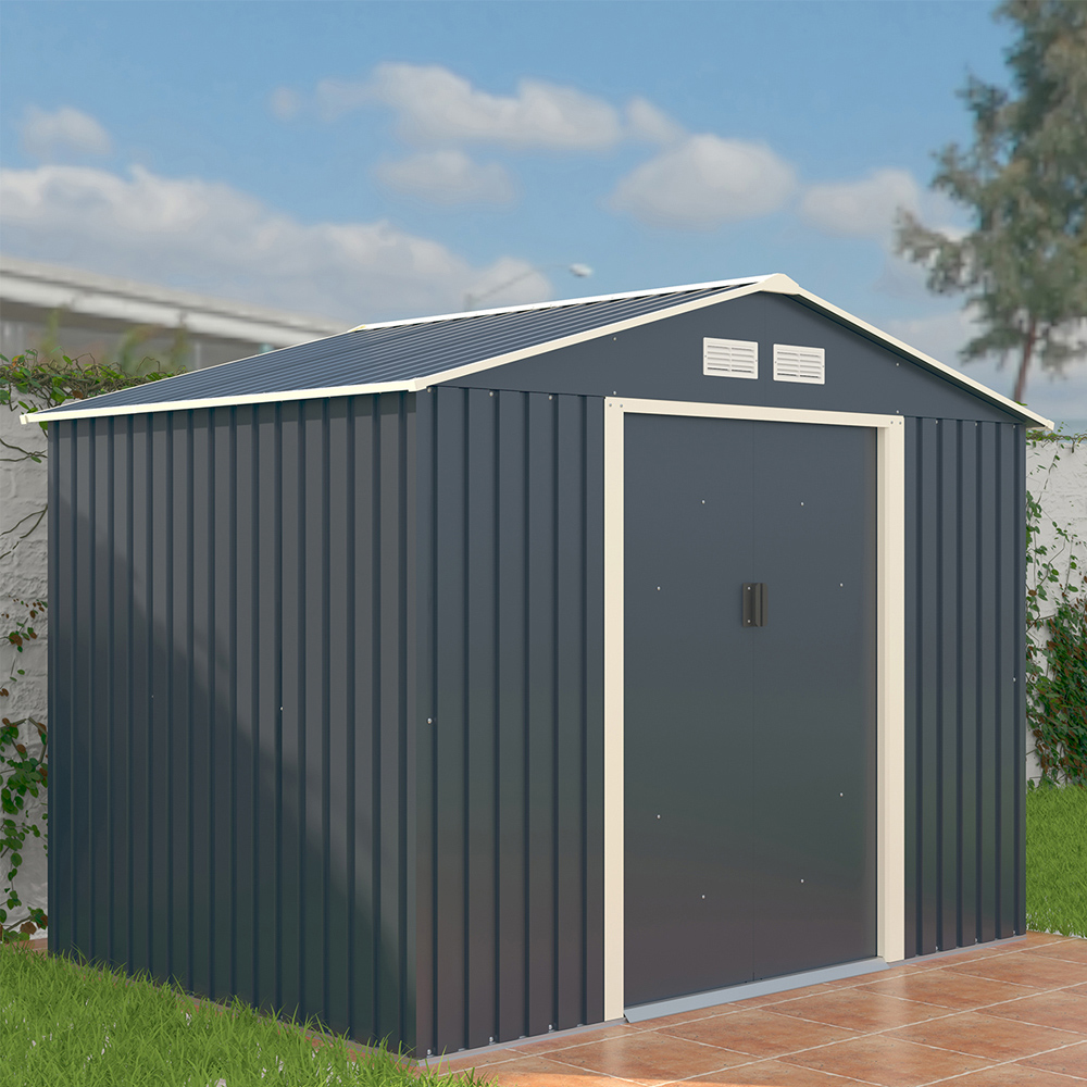Charles Bentley 8 x 6ft Blue Apex Metal Garden Shed with Floor Image 2