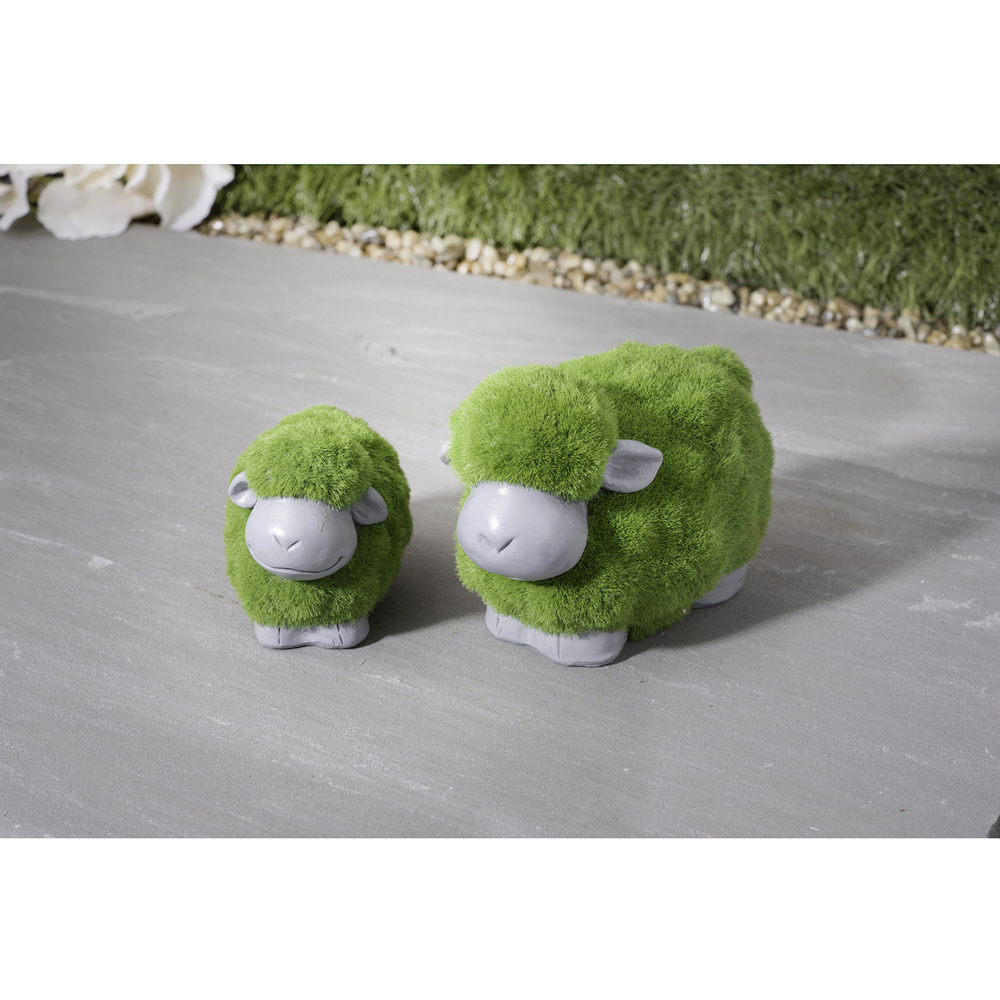 wilko Set of 2 Green and White Garden Sheep Statues Image 9
