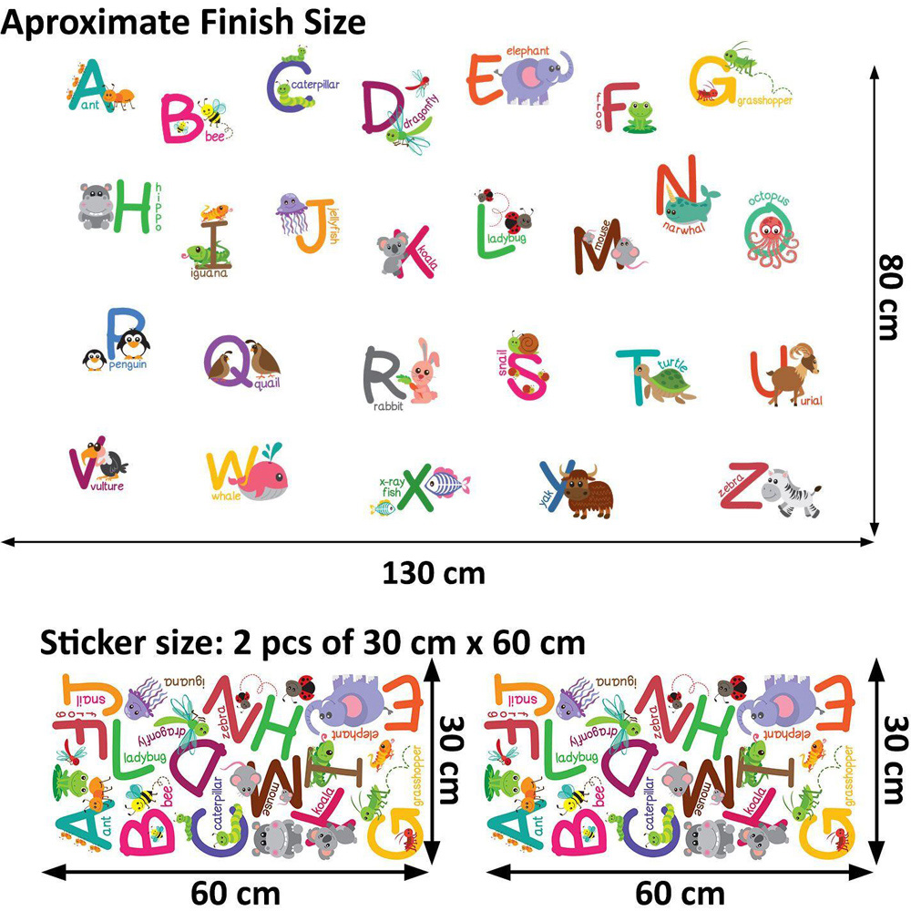 Walplus Kids Fauna Animal Alphabets Self Adhesive Wall Stickers Image 5