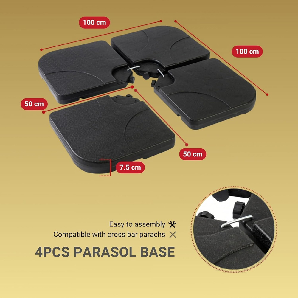 Shatchi 4 Piece Square Heavy Duty Fillable Parasol Base Image 9