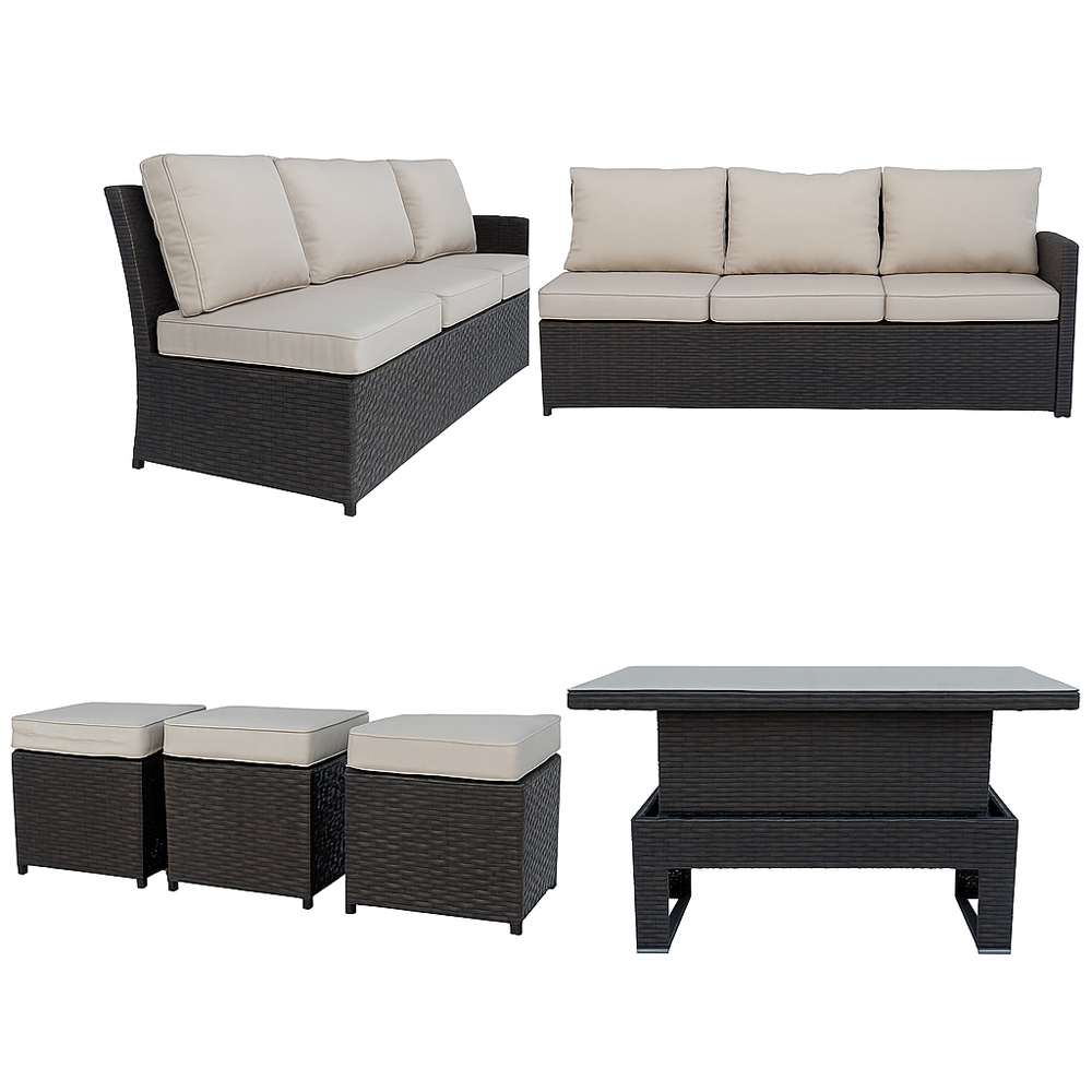 Shatchi Deluxe 9 Seater Steel Garden Sofa Set with Adjustable Table Image 3