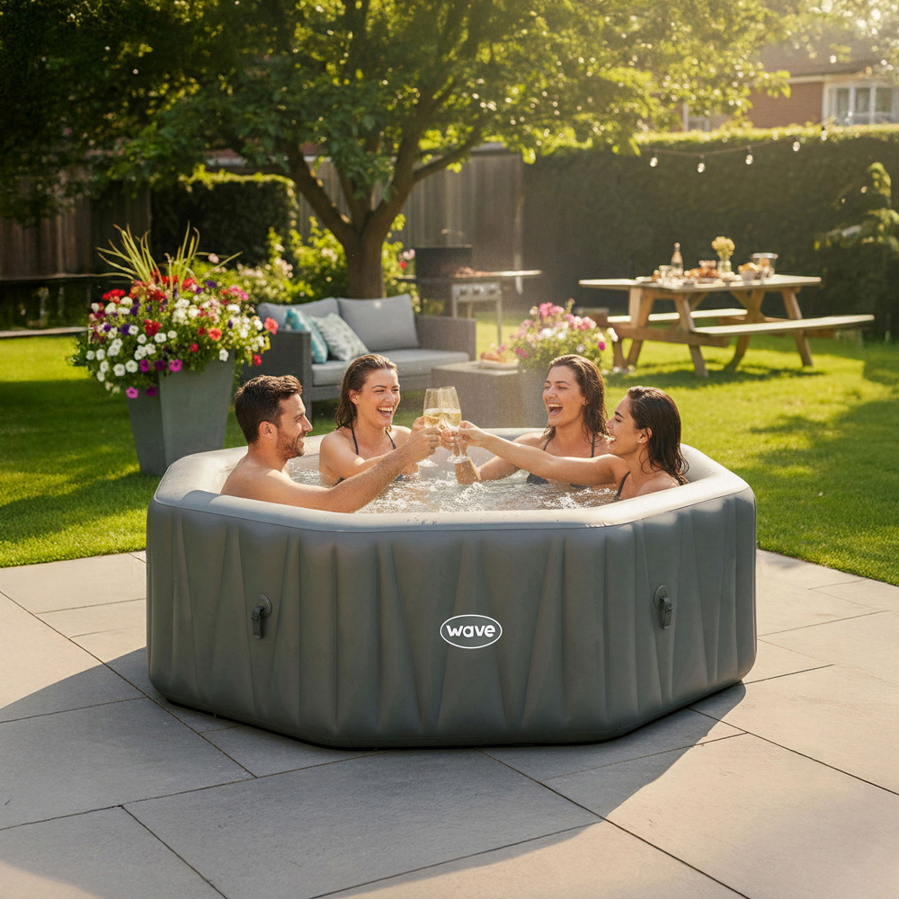 Wave Aegean 6 Person Octagonal Navy Hot Tub Spa Image 2