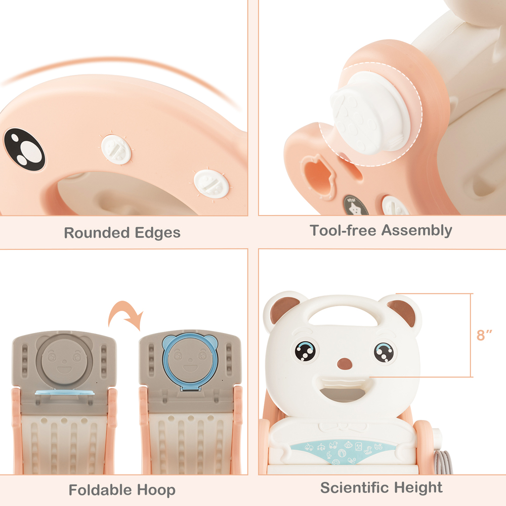 Costway 4 in 1 Pink Kids Rocking Horse Slide Image 6