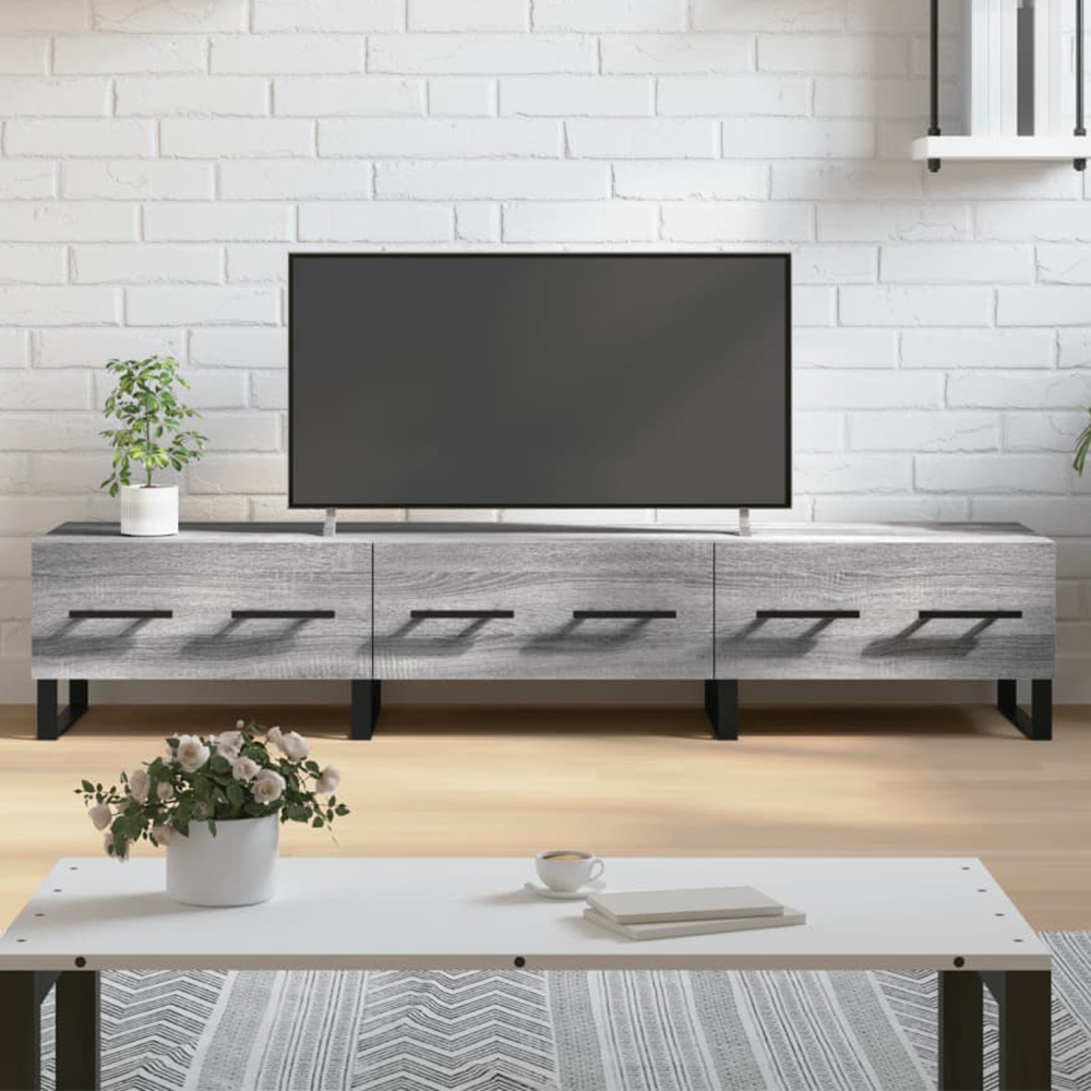 vidaXL 3 Drawer Grey Sonoma Wide TV Cabinet Image 1
