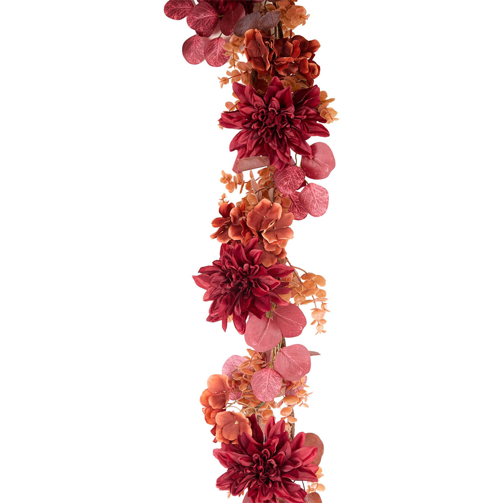 Autumn Hydrangea and Dahlia Garland Burnt Orange Image 2