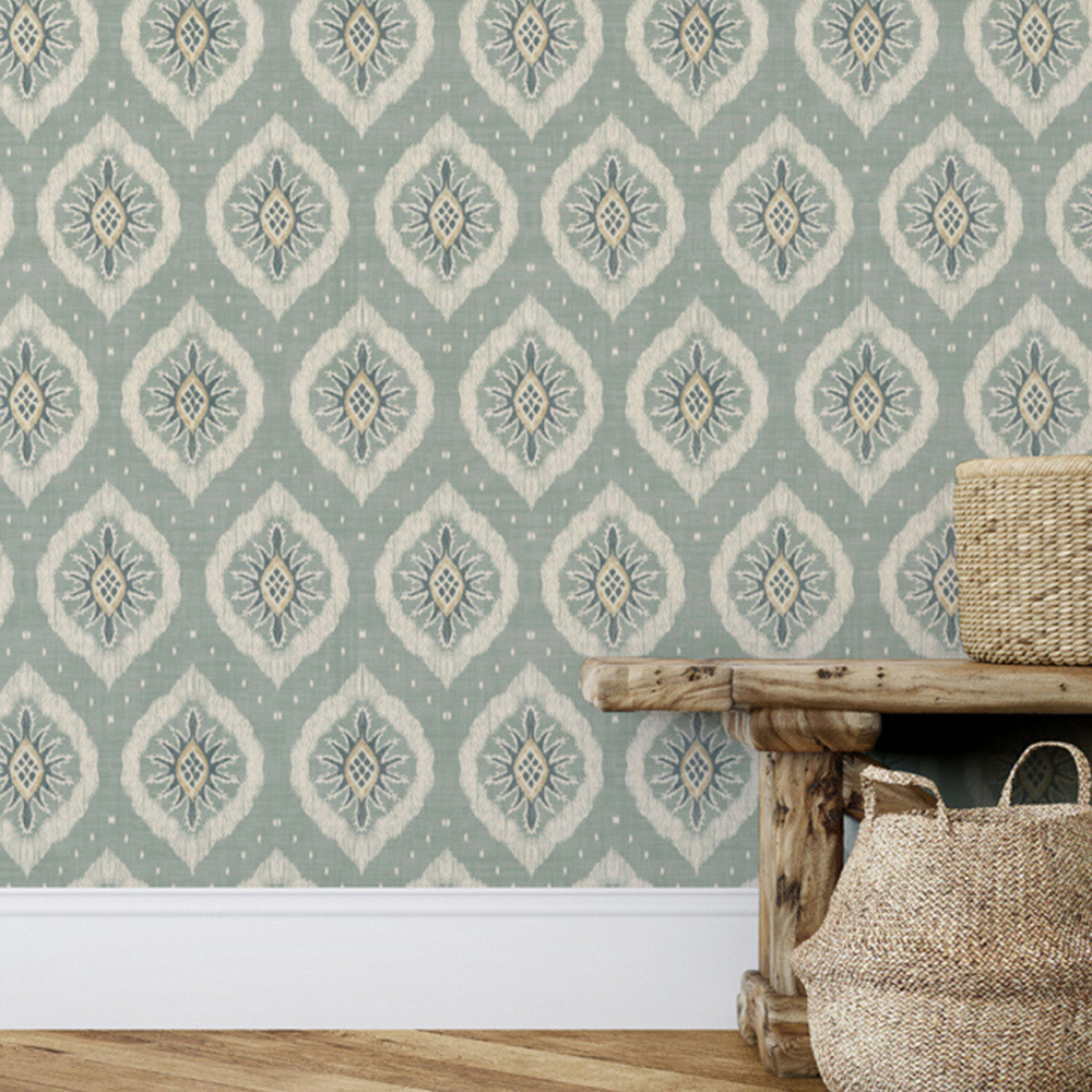 Esselle Home Odina Ikat Seafoam Wallpaper Image 4