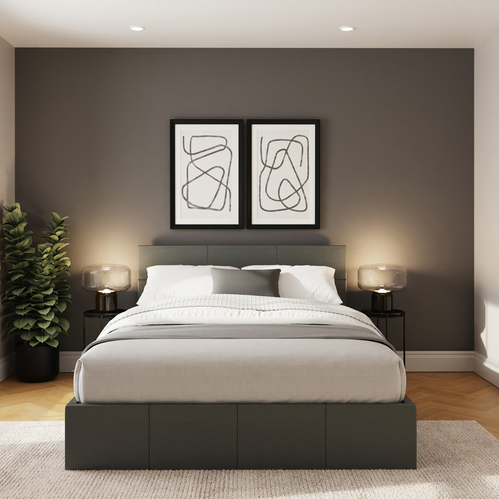 GFW Double Grey Faux Leather Side Lift Ottoman Bed with Bonnell Mattress Image 7