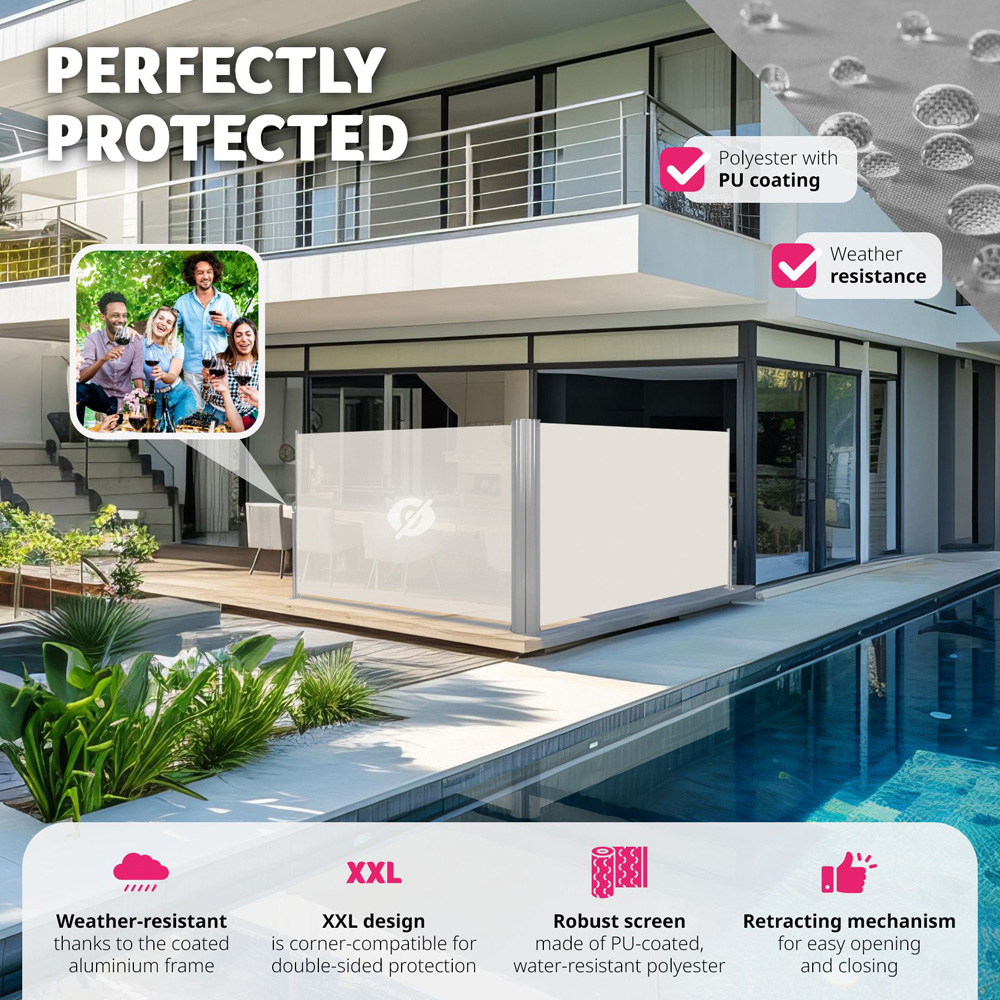 tectake Beige Double Sided Retractable Side Awning 1.6 x 6m Image 3