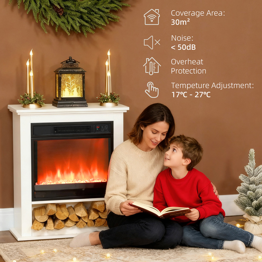 HOMCOM White Electric Fire with Remote and Timer 1800W Image 7