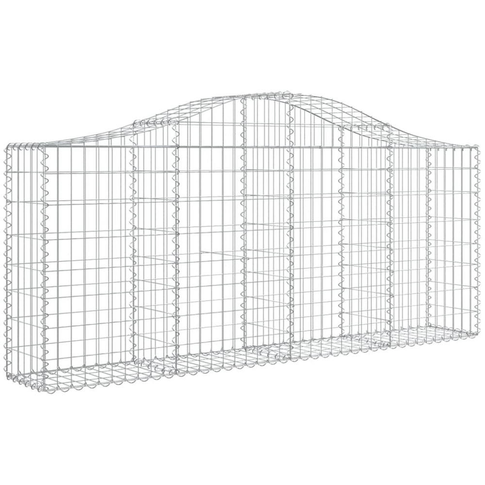 vidaXL Silver Galvanised Iron Arched Gabion Basket 200 x 30 x 80/100cm 2 Pack Image 1