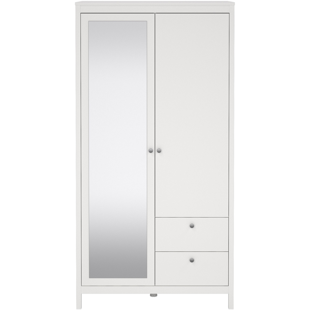 Florence Madrid 2 Door 2 Drawer White Mirrored Wardrobe Image 3