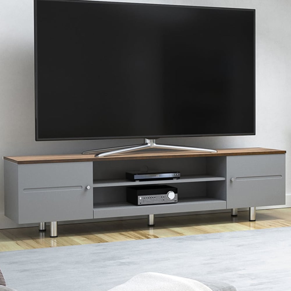 AVF Whitesands 2 Door 2 Shelf Satin Grey TV Unit Image 1