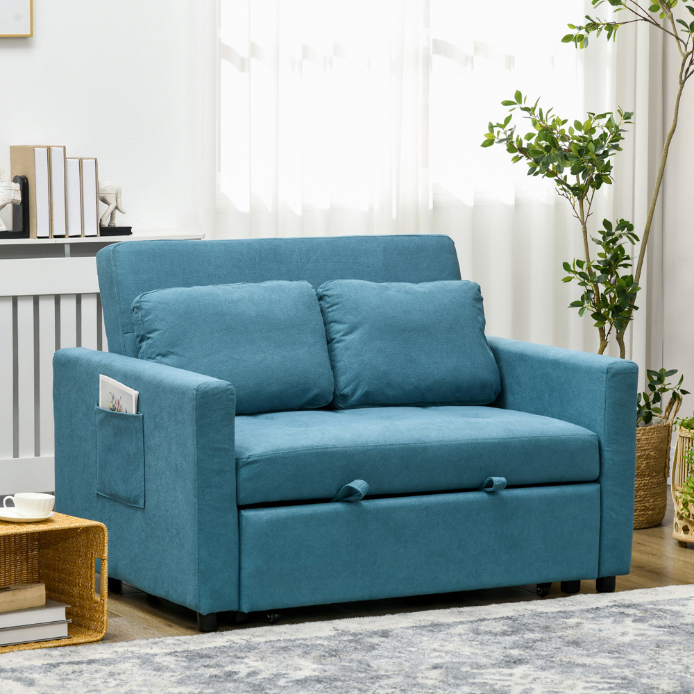 Portland 2 Seater Blue Sofa Bed Image 4