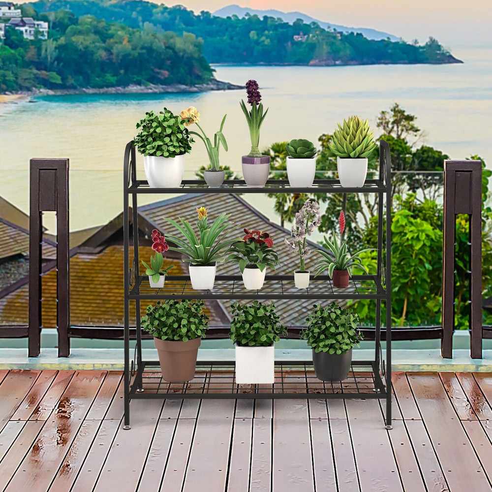 Costway 3 Shelf Metal Plant Stand Image 4