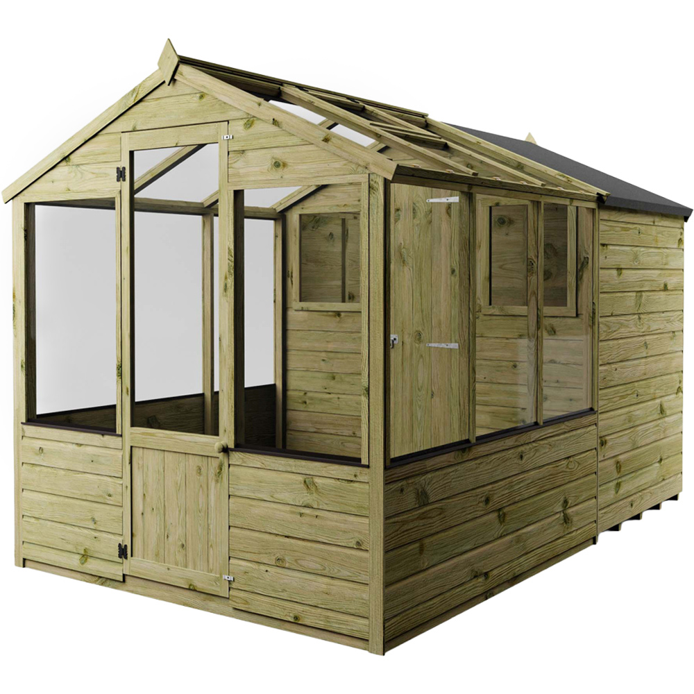 Mercia Wooden 10 x 6ft Traditional Apex Greenhouse Combi Shed Image 3