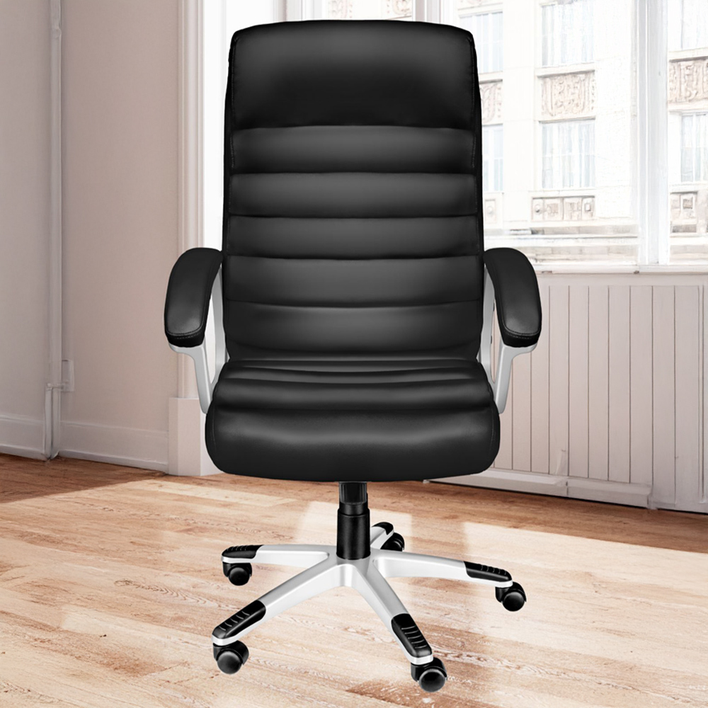 tectake Paul Black Height Adjustable Padded Office Chair Image 1
