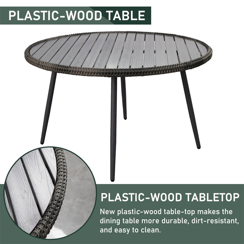 Furniture One 4 Seater Rattan Garden Dining Set Grey Image 7