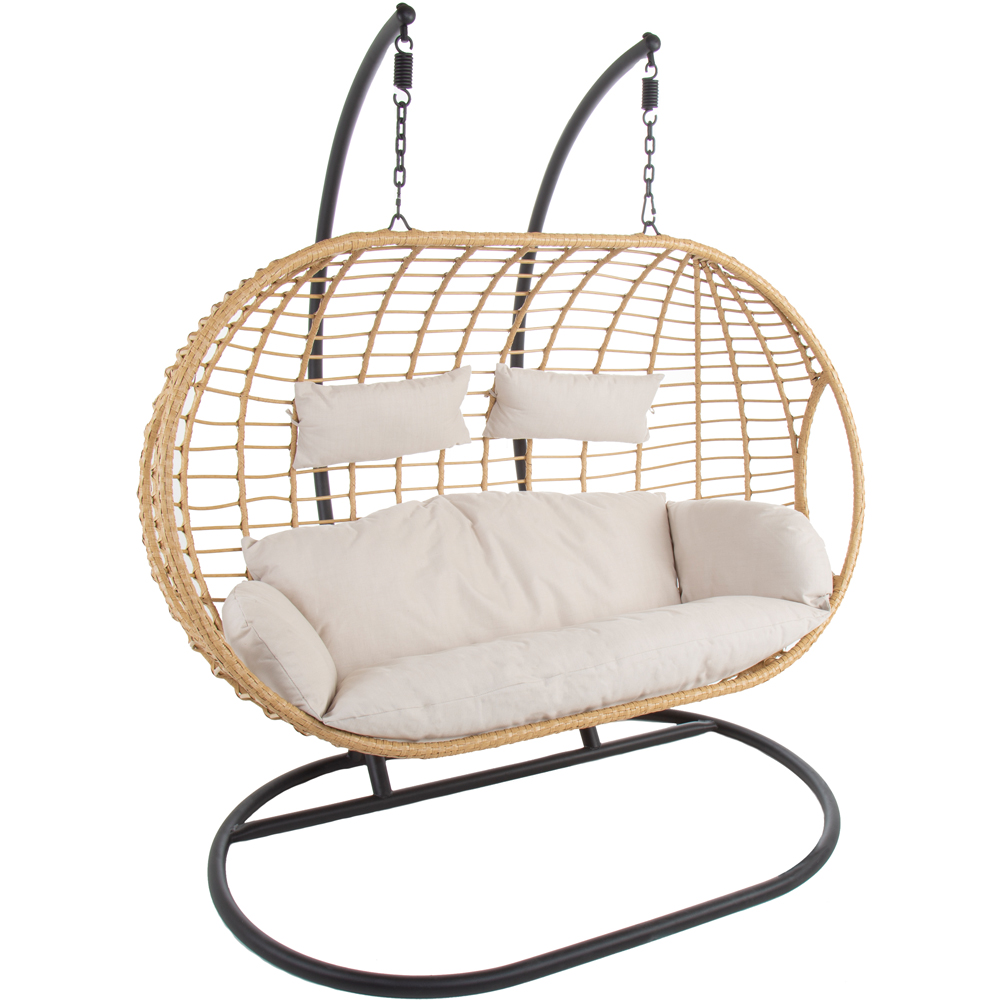 Charles Bentley Natural Double Swing Egg Chair with Cushions Image 2
