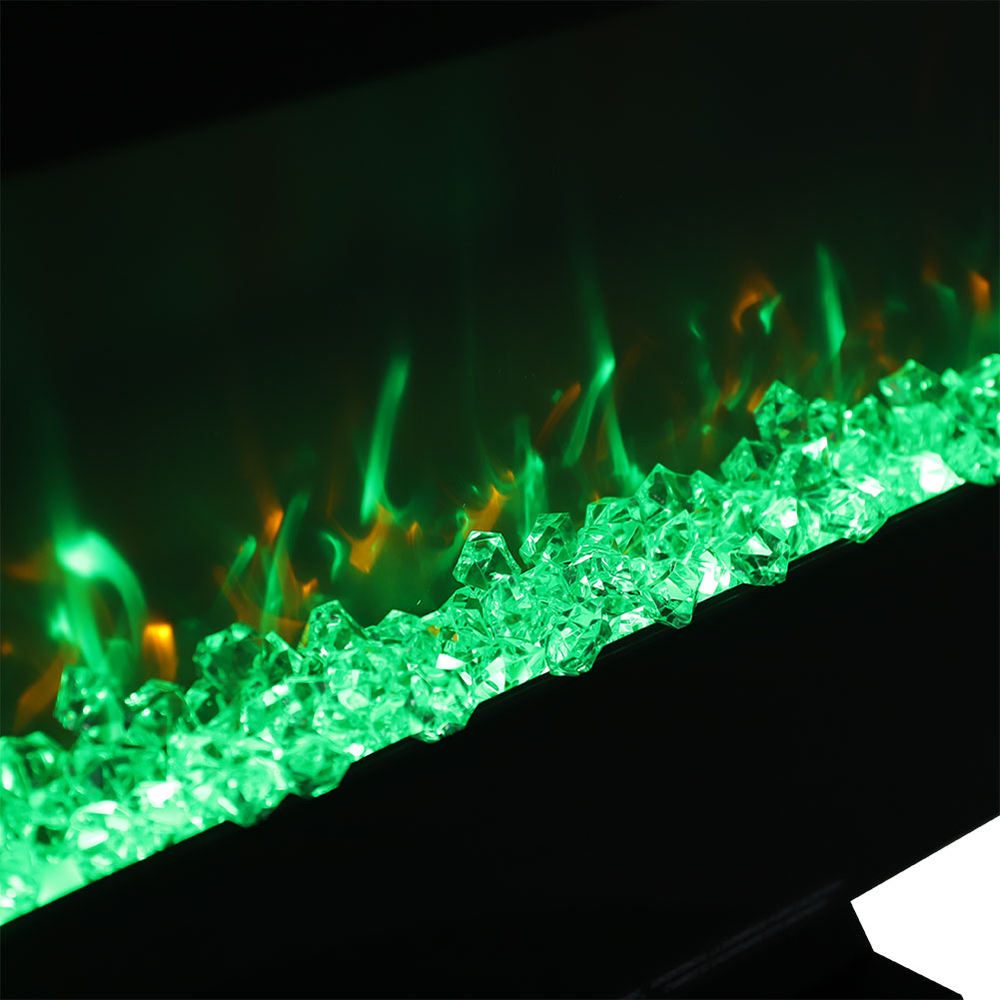 Living and Home Black Wide Frame Electric Fireplace with Stand Image 4