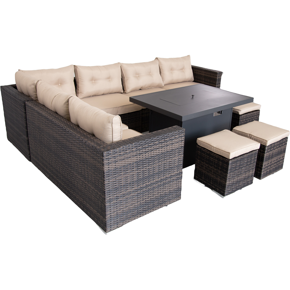 Furniture One 9 Seater Brown Corner Sofa Set with Fire Pit Table Image 8