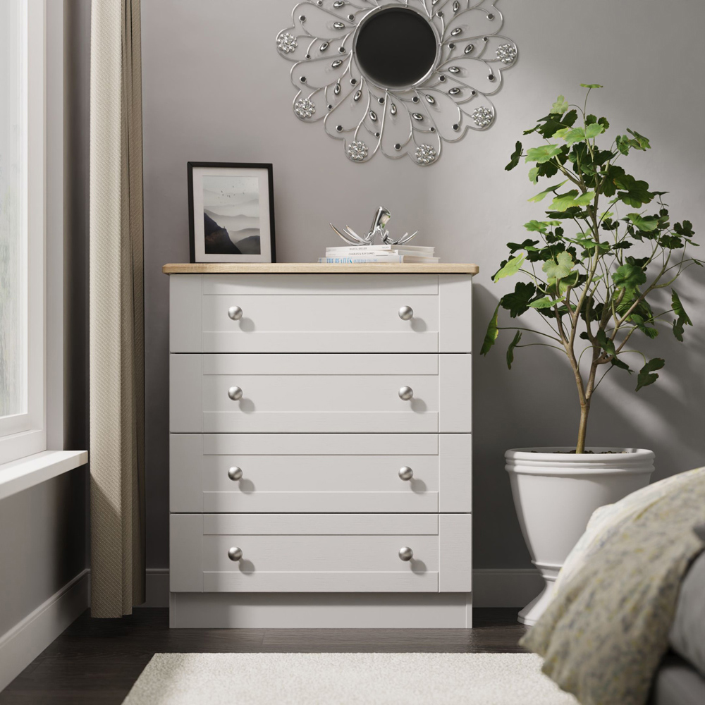 Crowndale Sussex 4 Drawer Grey Ash and Bardolino Oak Chest of Drawers Ready Assembled Image 7