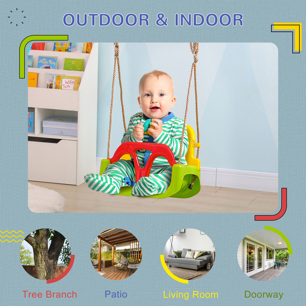 Tommy Toys Outsunny 3-in-1 Kids Green Adjustable Swing Seat with Seatbelt Image 7