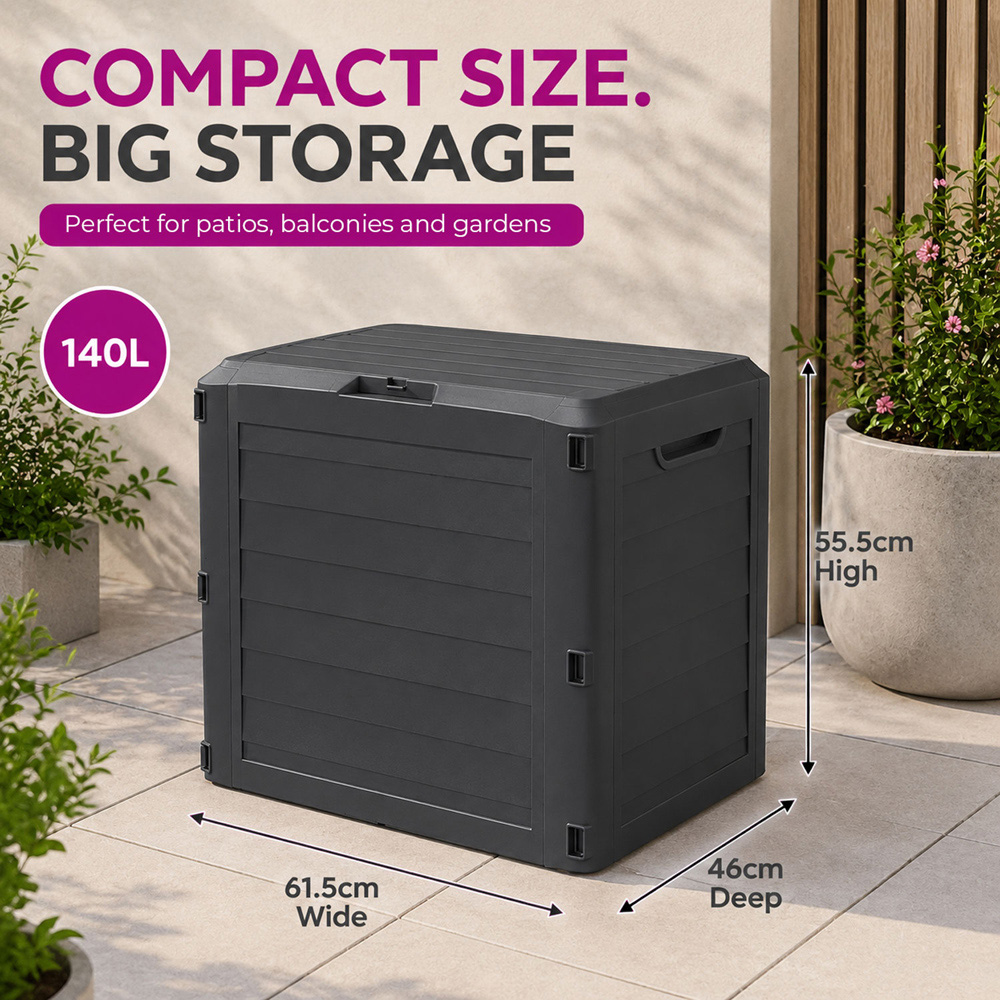 Neo 140L Black Wood-Effect Lockable Weather-Resistant Garden Storage Box Image 7