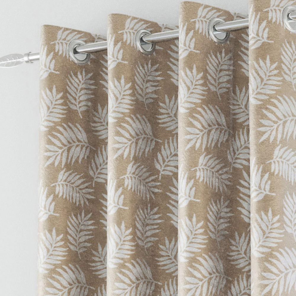 Enhanced Living Oakland Latte Leaf Print Blackout Eyelet Thermal Curtains 168 x 229cm Image 2
