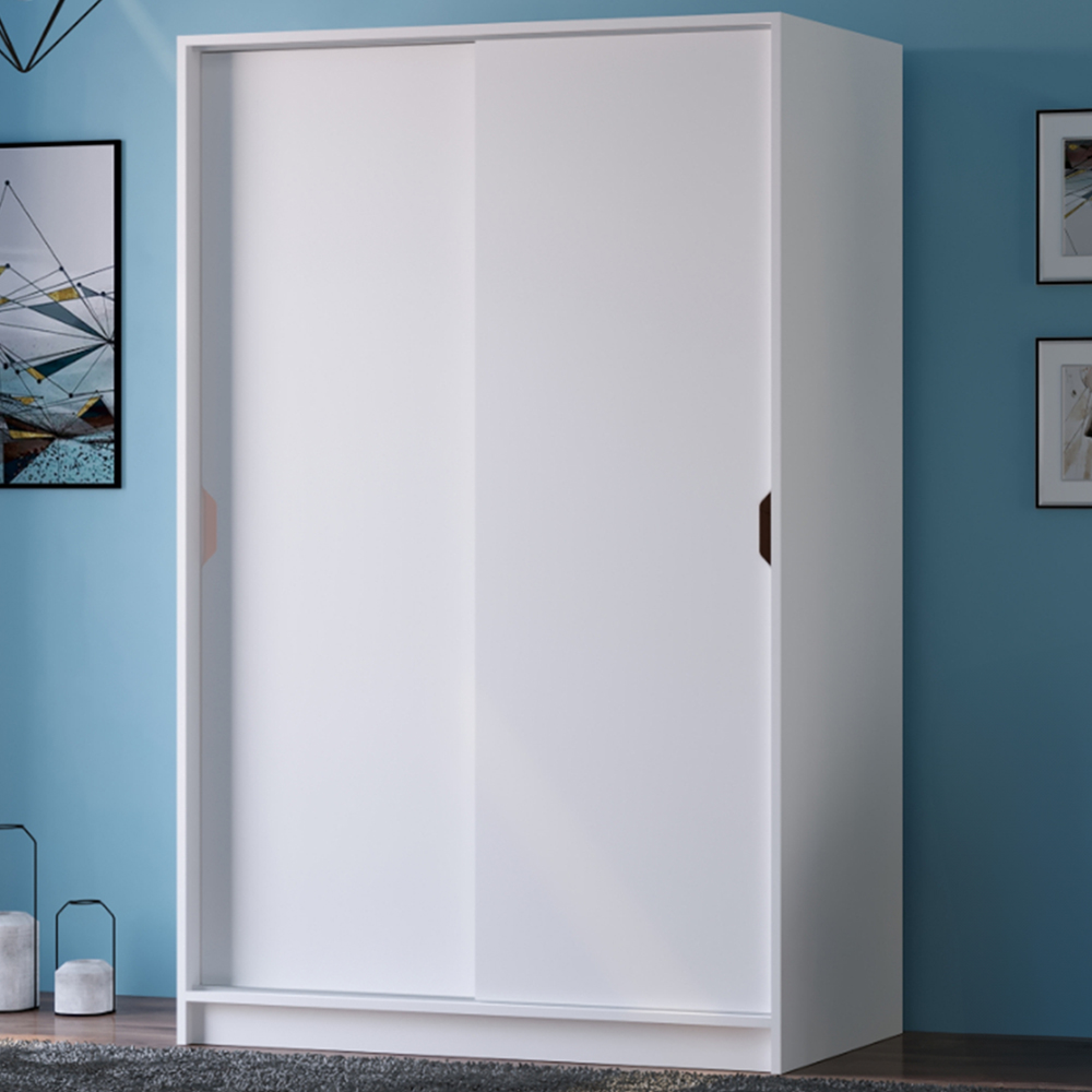 Evu Bergen 2 Door White Sliding Wardrobe Image 1