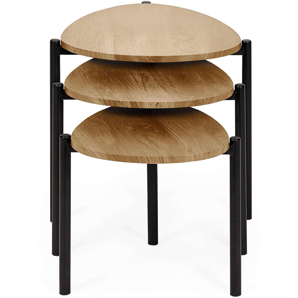 Julian Bowen Lorette Oak Effect Teardrop Nest of Tables Set of 3 Image 3