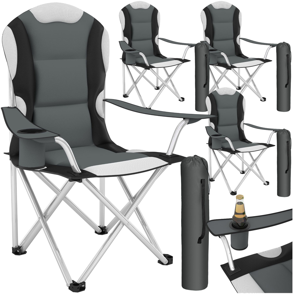 tectake 4 Piece Grey Padded Camping Chair Set Image 2