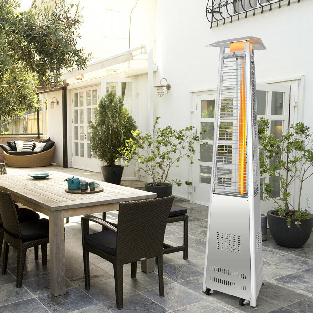 Costway Chrome Outdoor Gas Heater with Wheels and Regulator Image 2