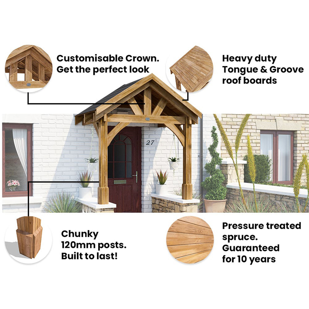 Dunster House Thunderdam 2 x 1.5m Brown Half-Height Porch Canopy with Black Shingle and 2 Posts Image 5