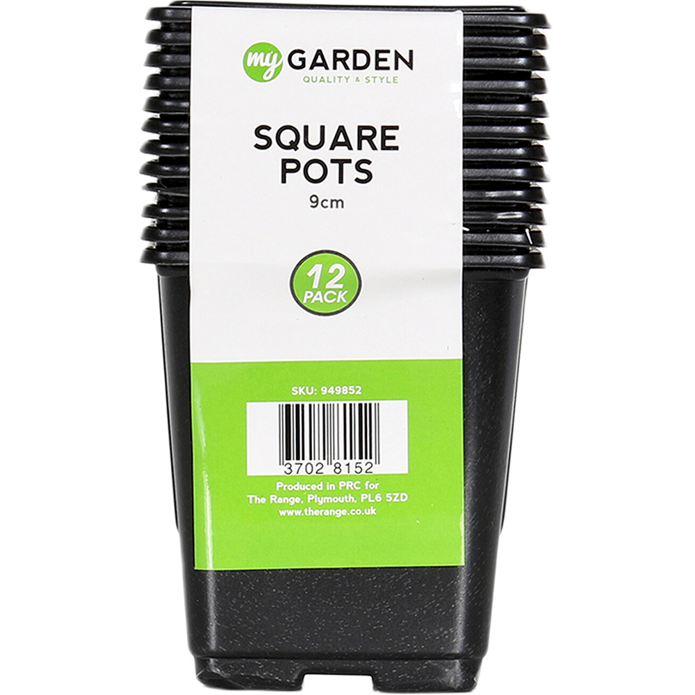 My Garden Black Square Plant Pot 9cm 12 Pack Image 1