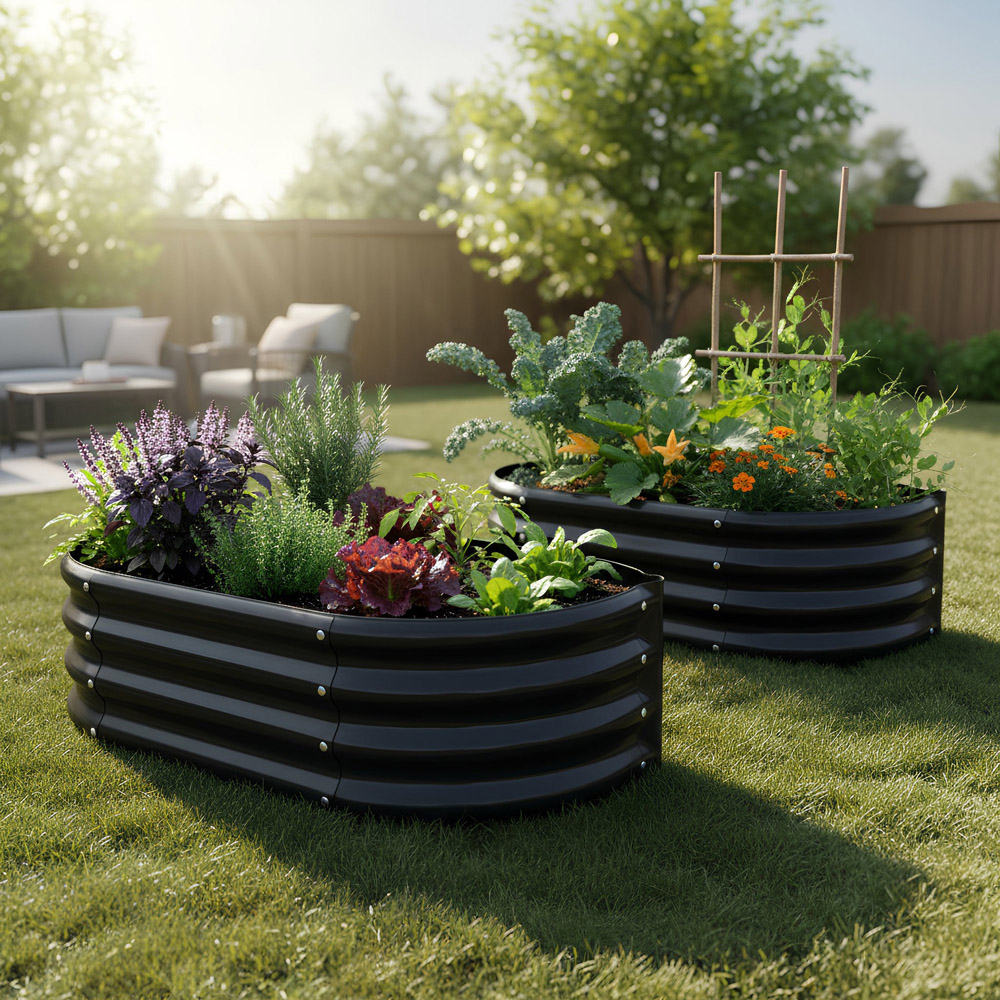 Harbour Housewares Anthracite Rounded Galvanised Steel Raised Garden Bed 120 x 60cm Image 3