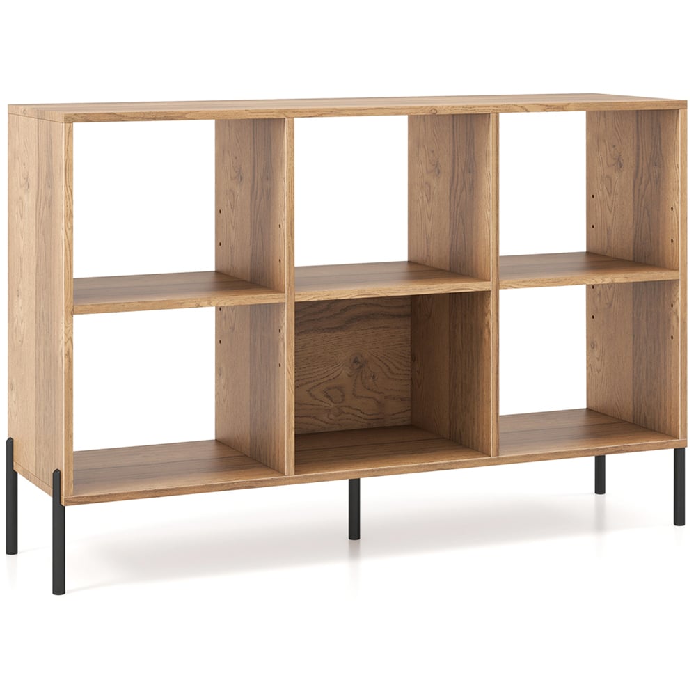 Costway 6 Cube Natural Wooden Bookshelf Image 2