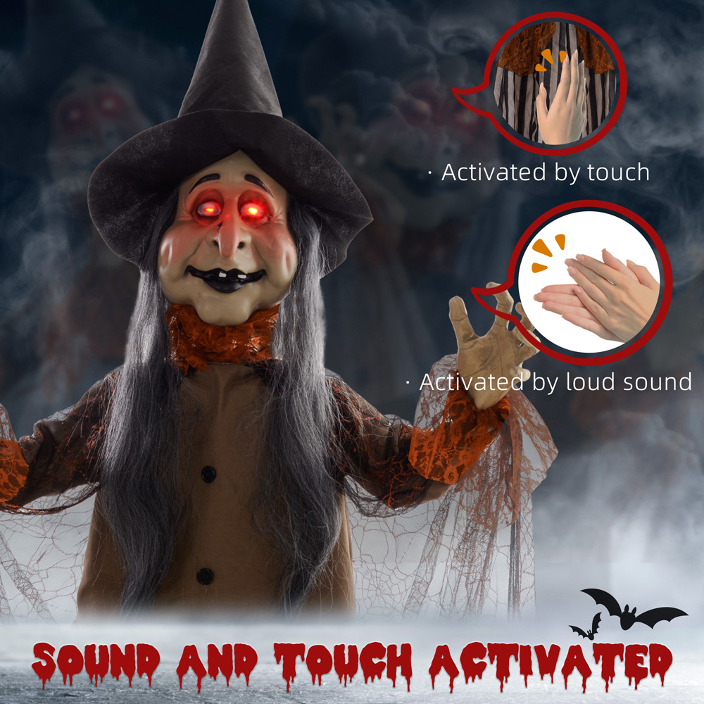HOMCOM Animatronic with Sound Activated Light Up Eyes Outdoor Halloween Decoration Image 7