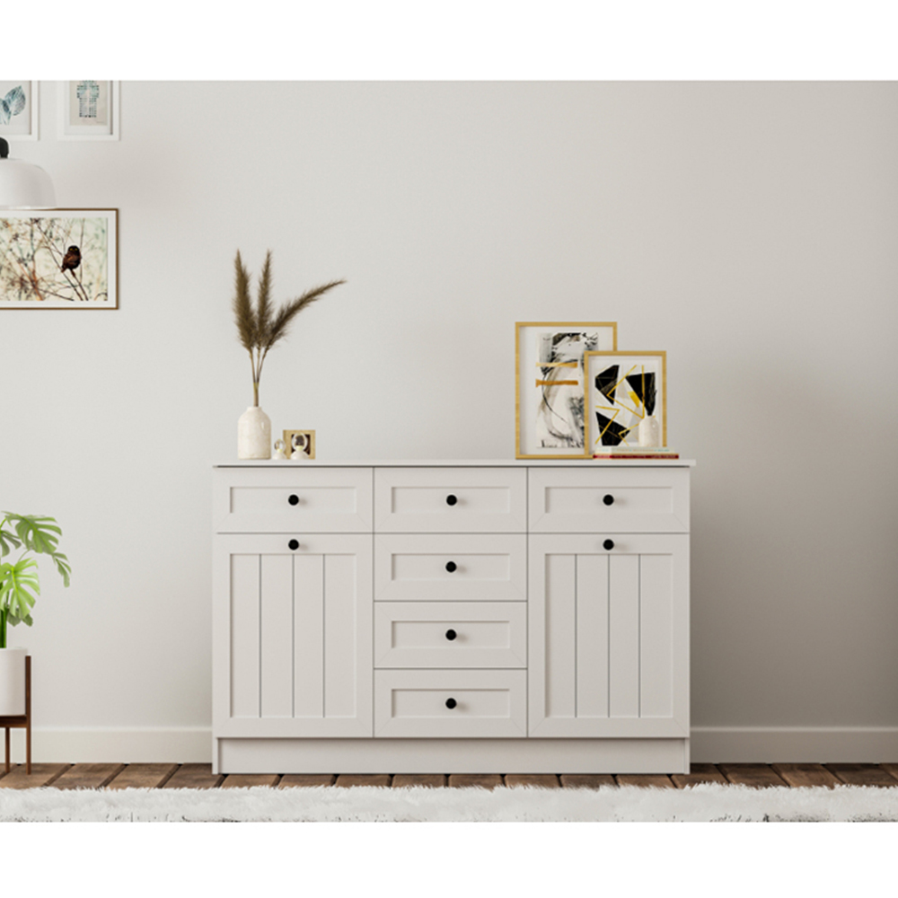 Evu VIENNA 2 Doors 6 Drawers White Sideboard Image 5