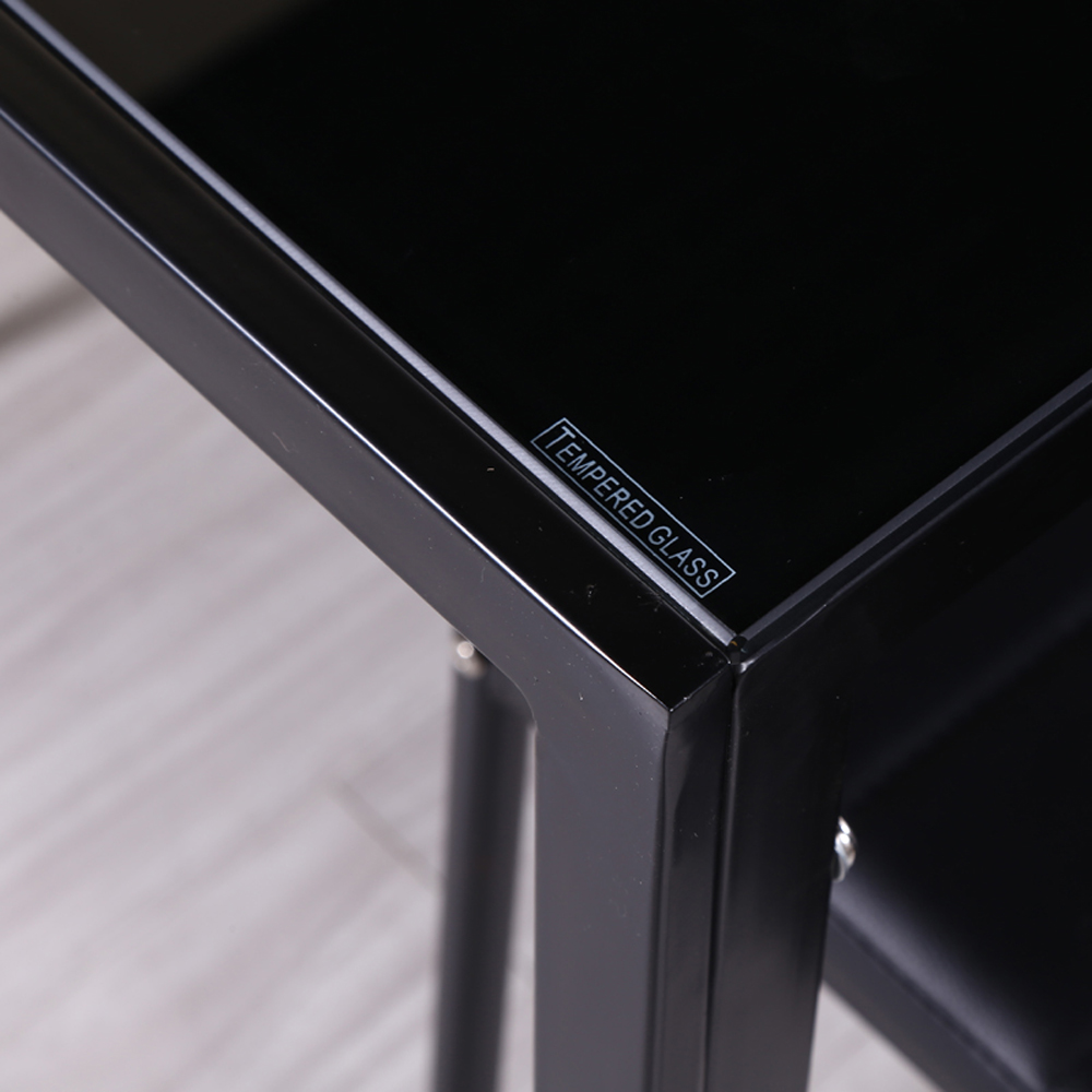Living and Home 4 Seater Rectangular Tempered Glass Dining Table Black Image 3