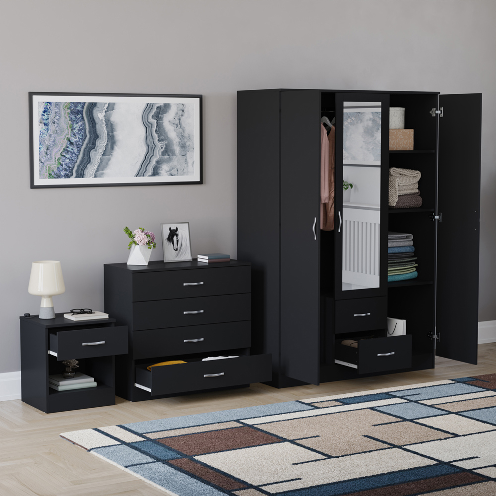VIDA DESIGNS Riano Black 3 Piece Bedroom Furniture Set Image 5