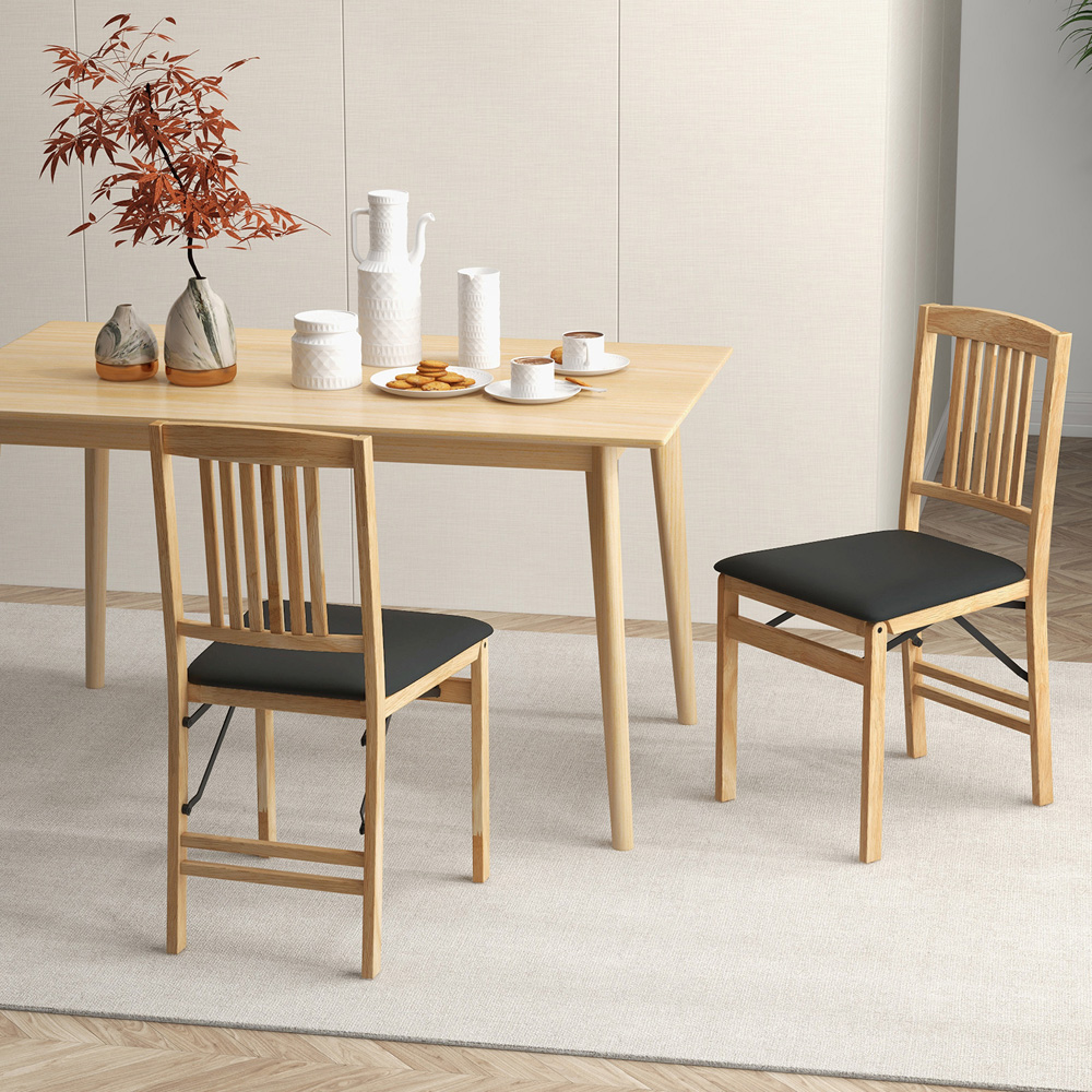 Costway Set of 2 Black Foldable Dining Chairs Image 4